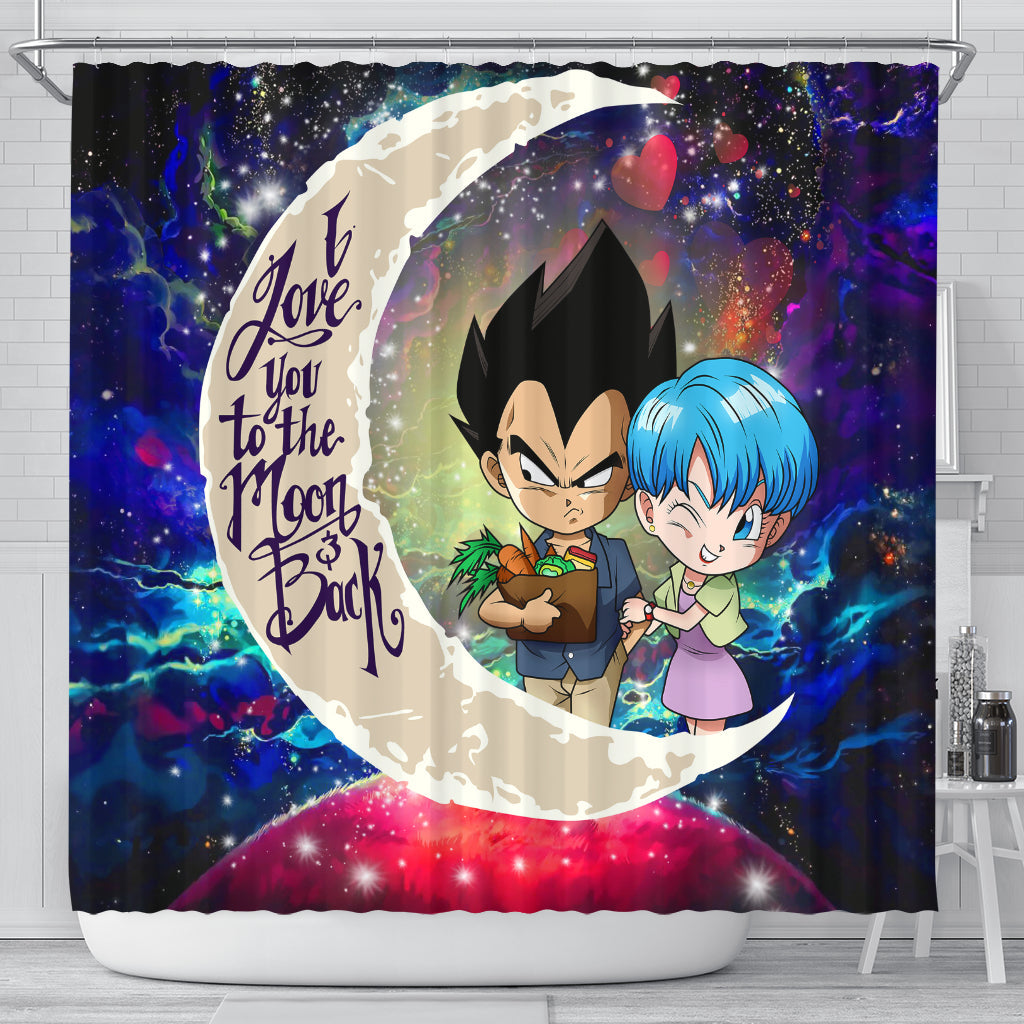 Vegeta And Bulma Dragon Ball Love You To The Moon Galaxy Shower Curtain Nearkii