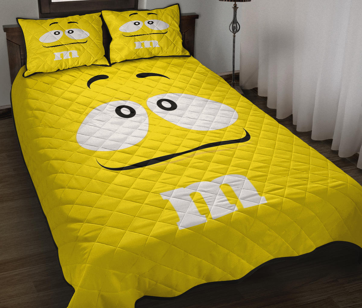 Chocolate M&M Yellow Quilt Bed Sets Nearkii