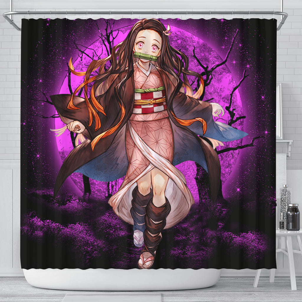 Nezuko Anime Moonlight Shower Curtain Nearkii