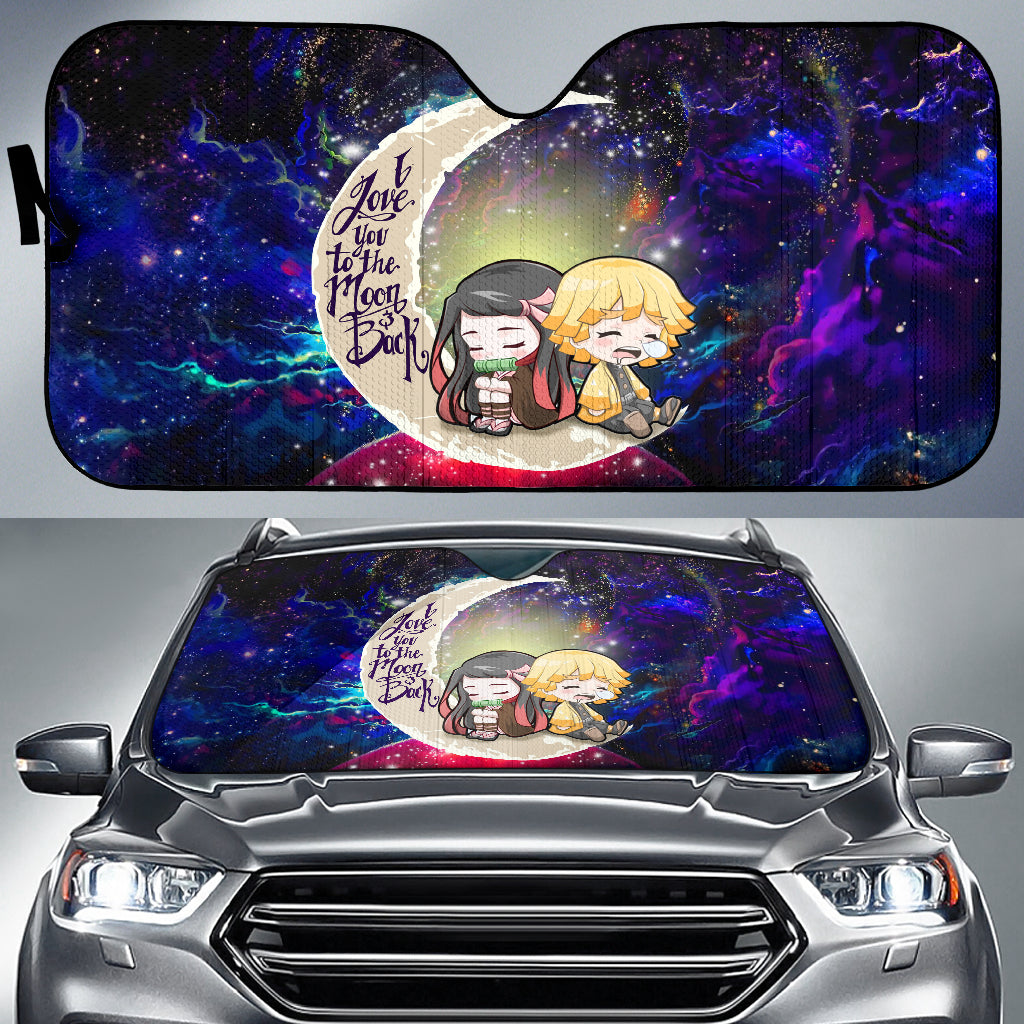 Zenitsu And Nezuko Chibi Demon Slayer Love You To The Moon Galaxy Car Auto Sunshades Nearkii