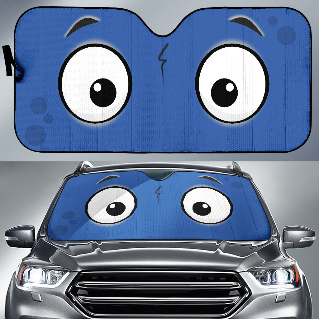 Blue Slight Surprised Cartoon Eyes Car Auto Sunshades Nearkii