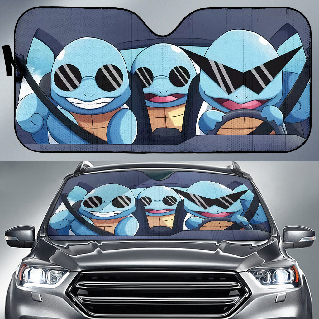 Pokemon Anime Squirtle Driving Car Auto Sunshades Nearkii