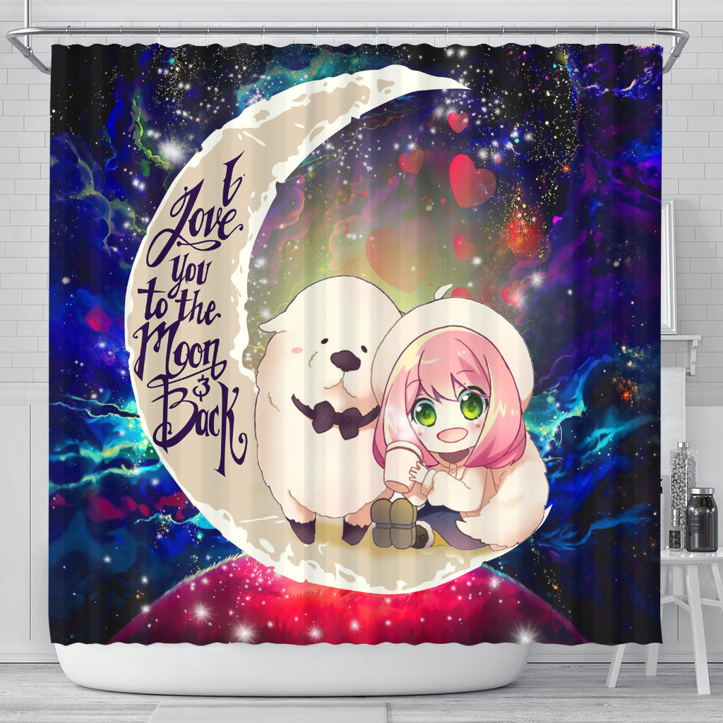 Anya Spy X Family Dog Love You To The Moon Galaxy Shower Curtain Nearkii