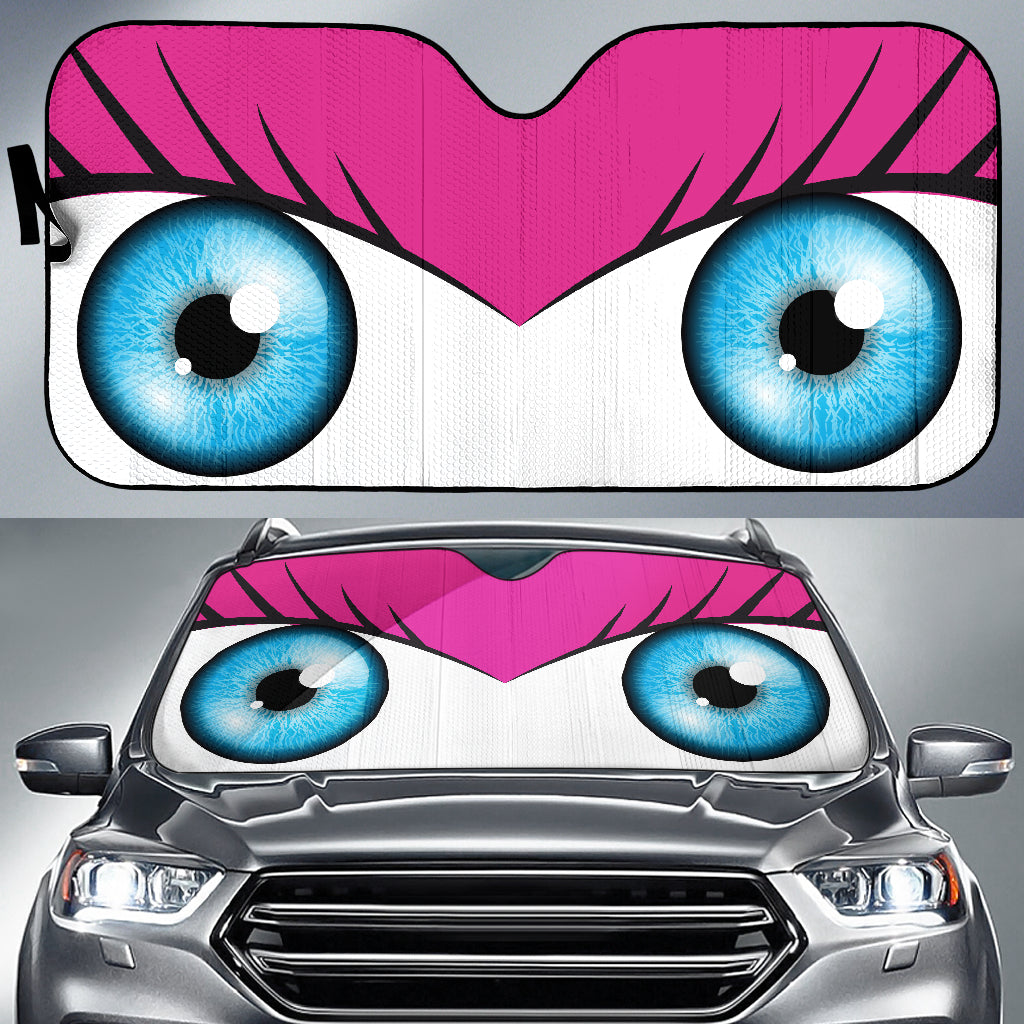 Pink Cute Eyes Cartoon Auto Sun Shades Nearkii