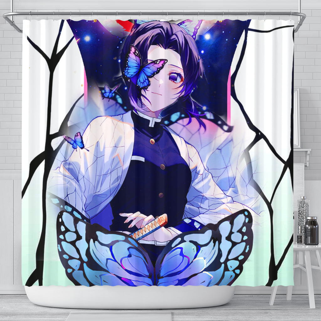 Shinobu Sky Demon Slayer Butterfly Shower Curtain Nearkii