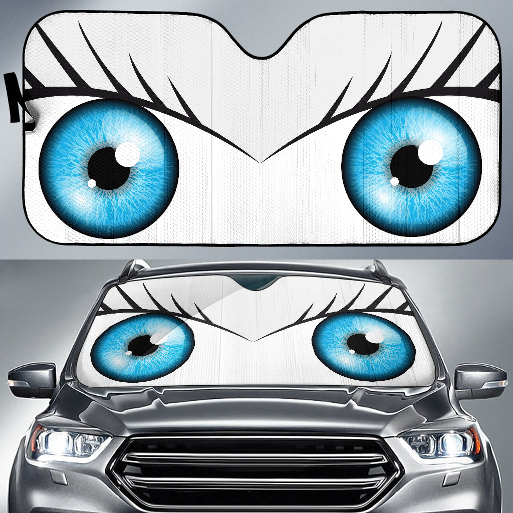 White Cute Eyes Cartoon Auto Sun Shades Nearkii