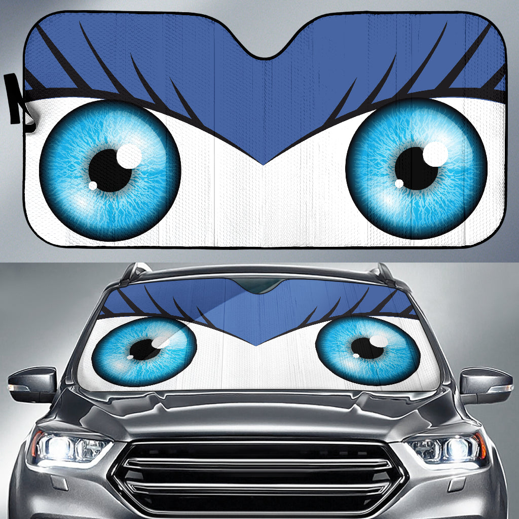 Blue Cute Eyes Cartoon Auto Sun Shades Nearkii