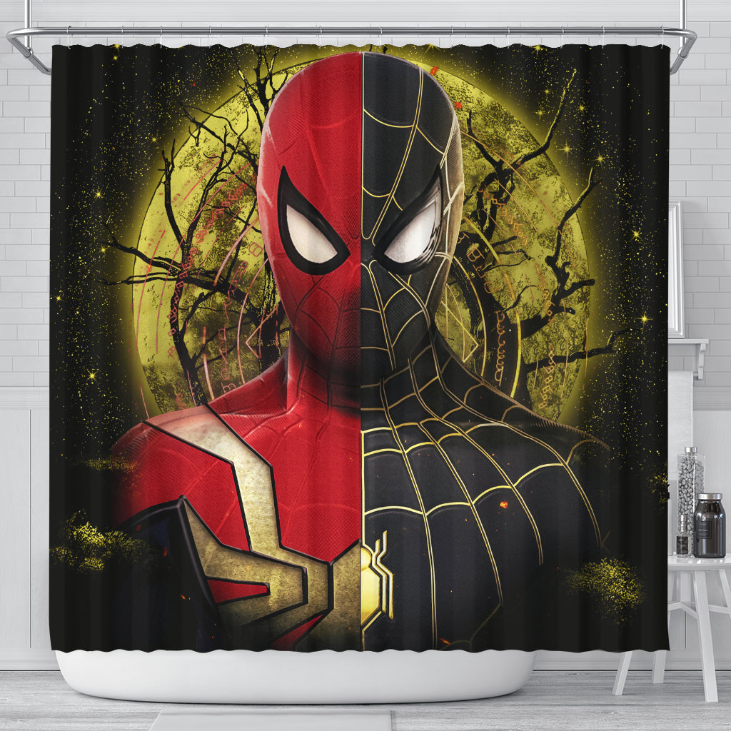 Spiderman Black Suit No Way Home Moonlight Shower Curtain Nearkii