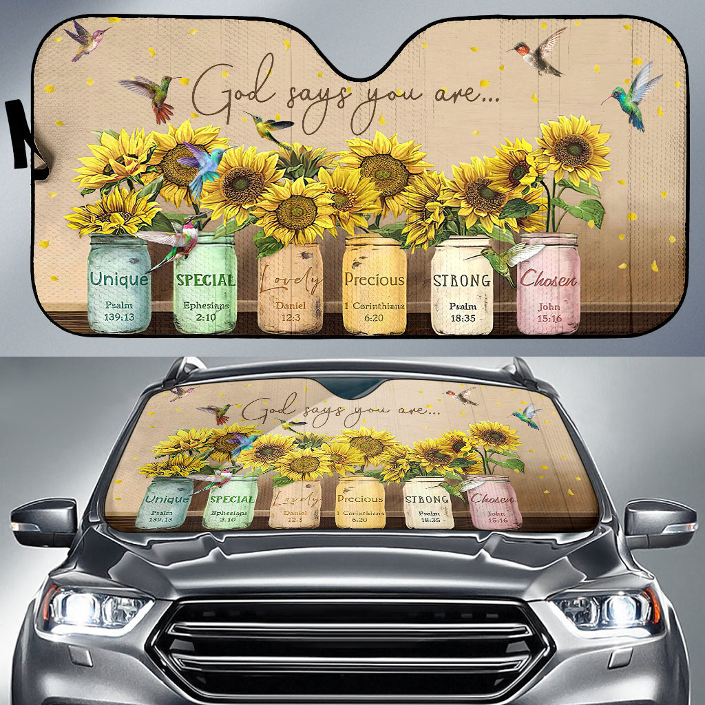 God Says You Are Sunflower Car Auto Sunshades Nearkii