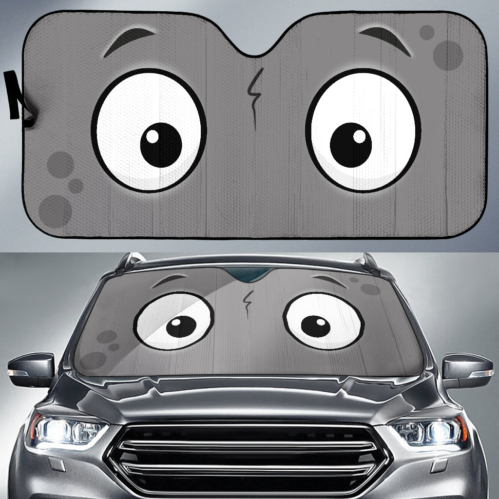 Grey Slight Surprised Cartoon Eyes Car Auto Sunshades Nearkii