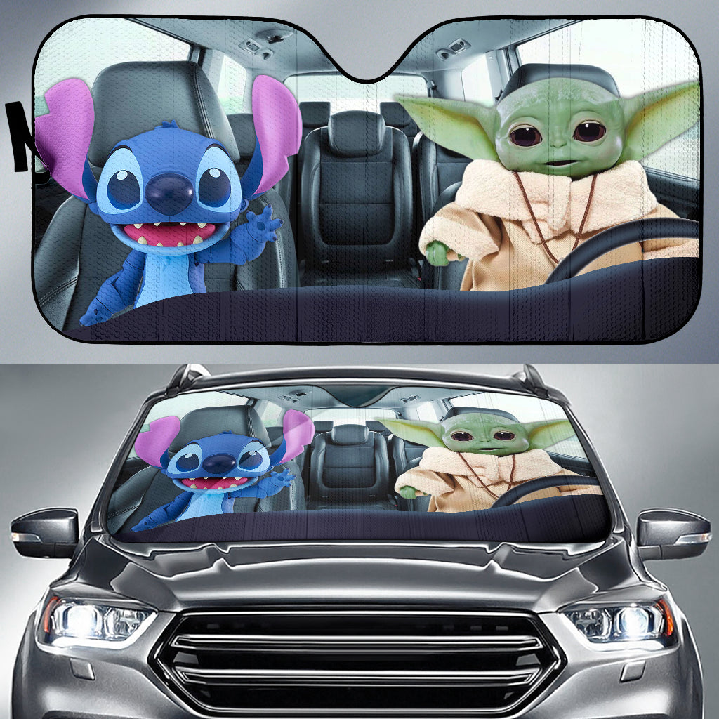 Baby Yoda And Stich Car Auto Sunshades Nearkii