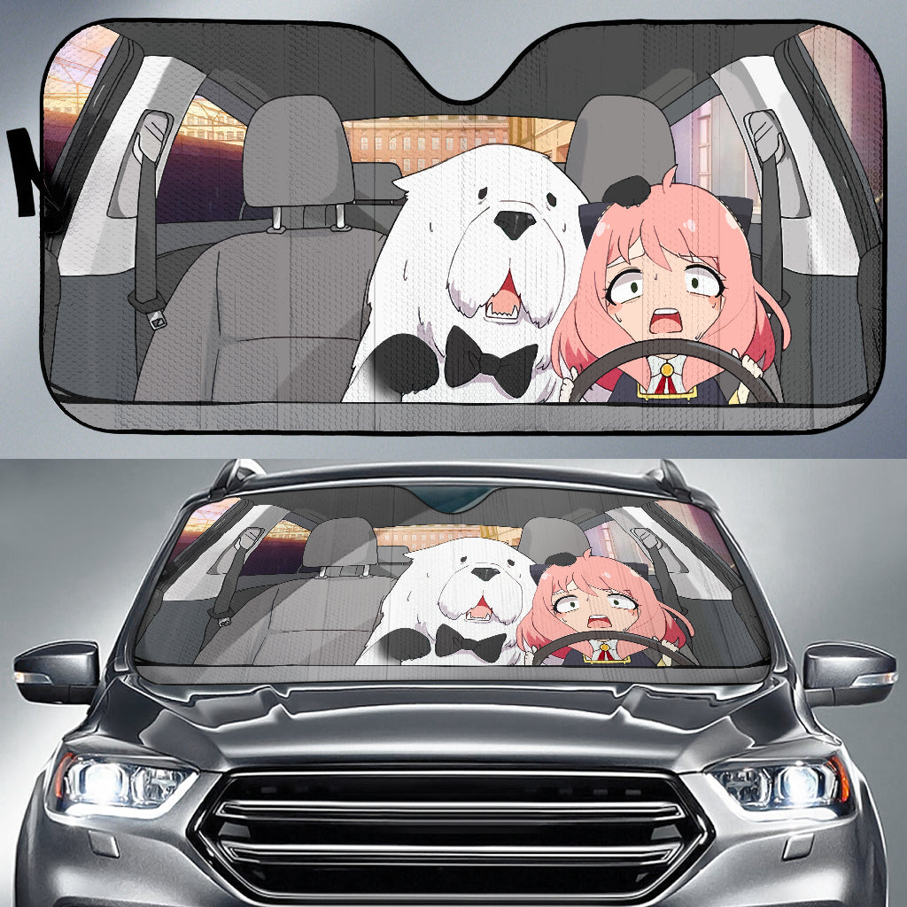 Funny Anya Spy X Family Driving Car Auto Sunshades Nearkii