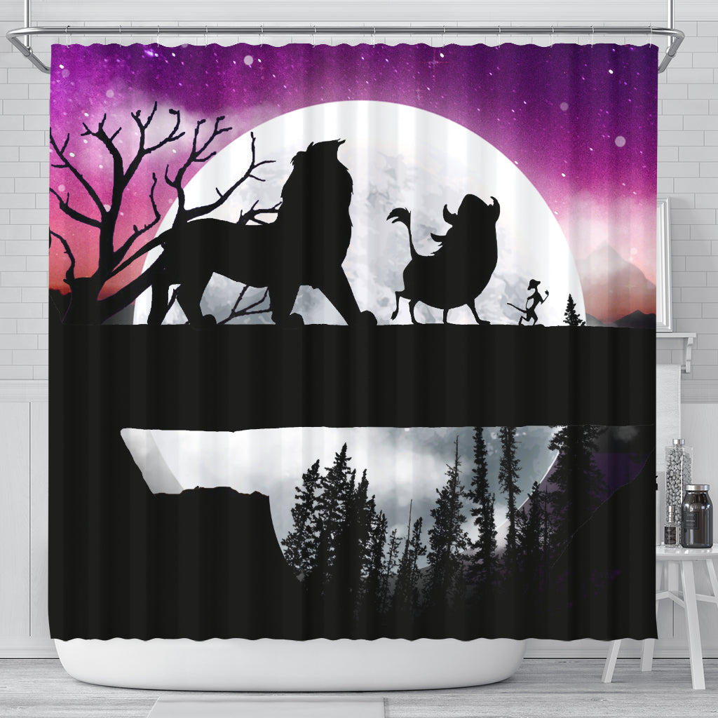 Lion King Moon Night Shower Curtain Nearkii