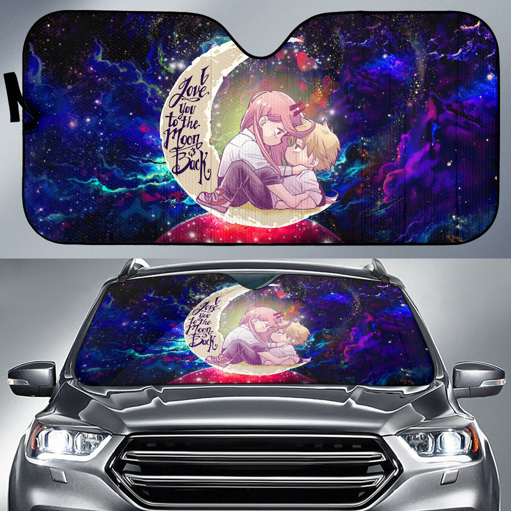 Chainsaw Man Denji x Power Love You To The Moon Galaxy Car Auto Sunshades Nearkii