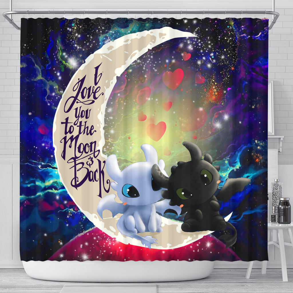 Toothless Light Fury Night Fury Love You To The Moon Galaxy Shower Curtain Nearkii