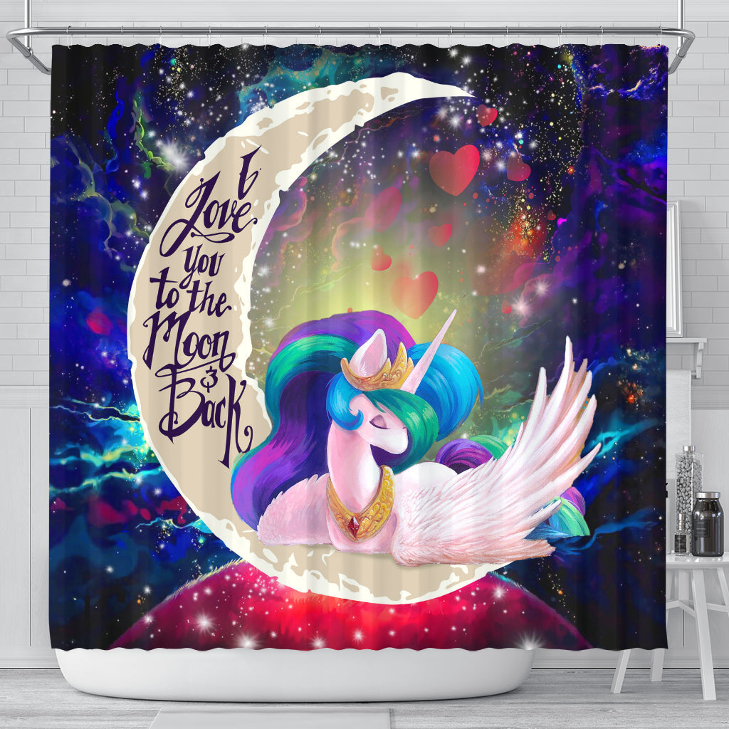 Beauty Unicorn Love You To The Moon Galaxy Shower Curtain Nearkii