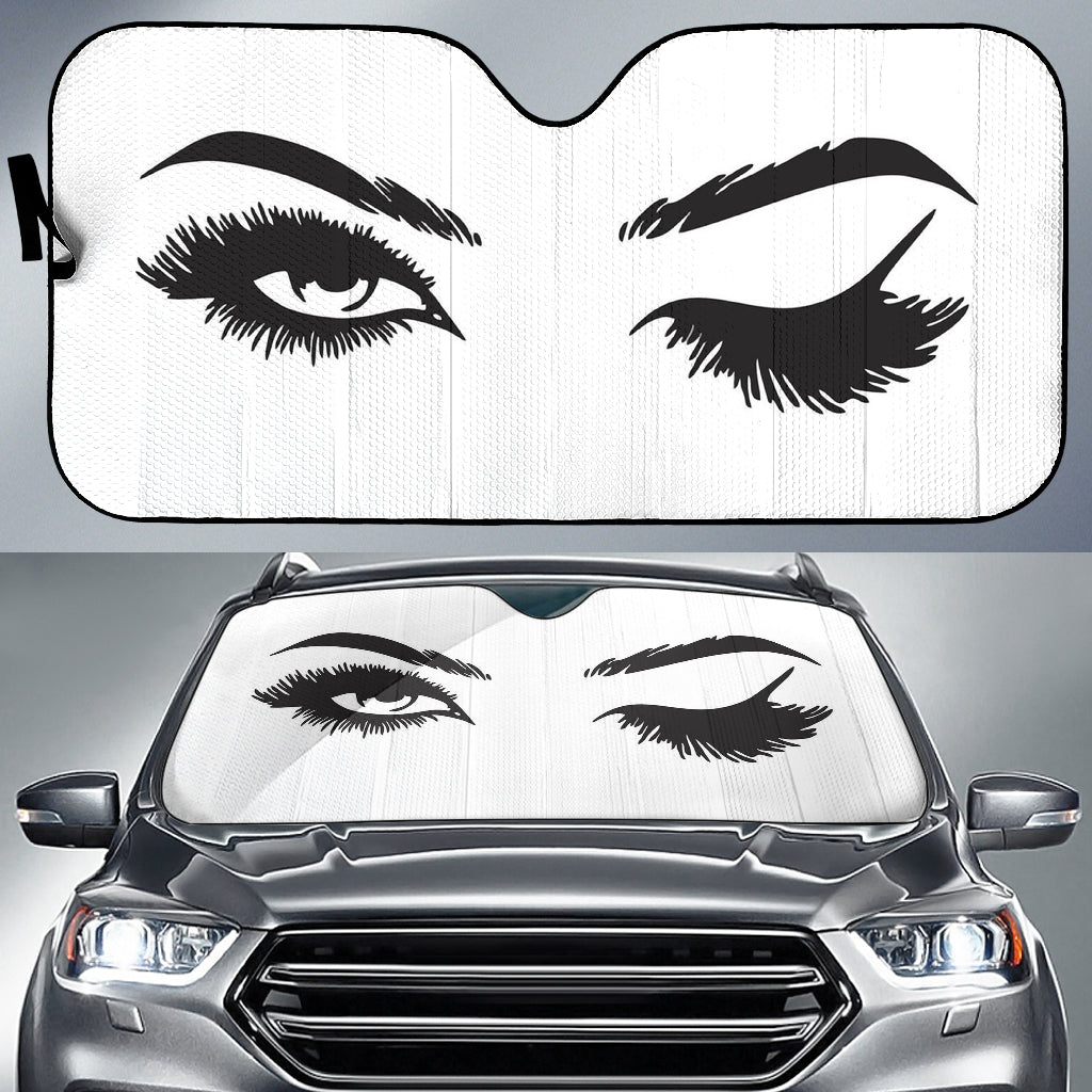 Cartoon Eyelash Lady Black Car Auto Sun Shades Windshield Accessories Decor Gift Nearkii