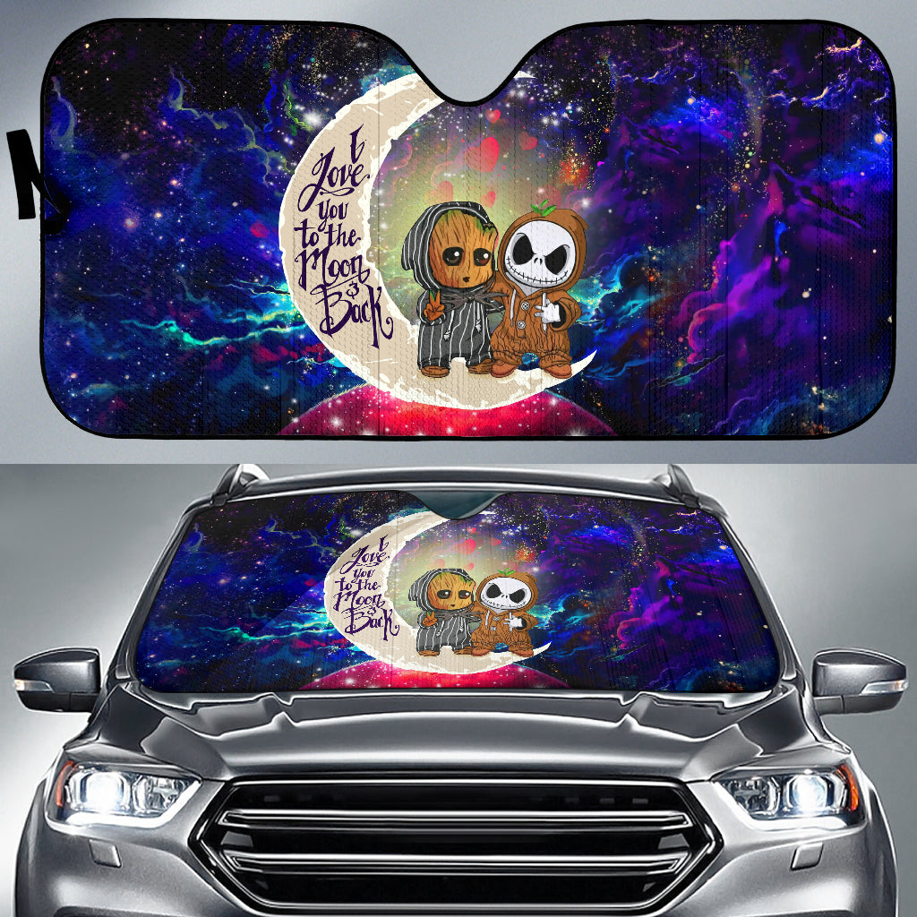 Cute Baby Groot And Jack Nightmare Before Christmas Love You To The Moon Galaxy Car Auto Sunshades Nearkii