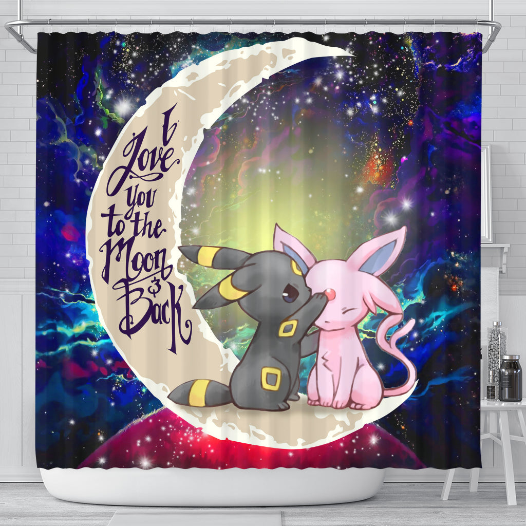 Pokemon Couple Espeon Umbreon Love You To The Moon Galaxy Shower Curtain Nearkii