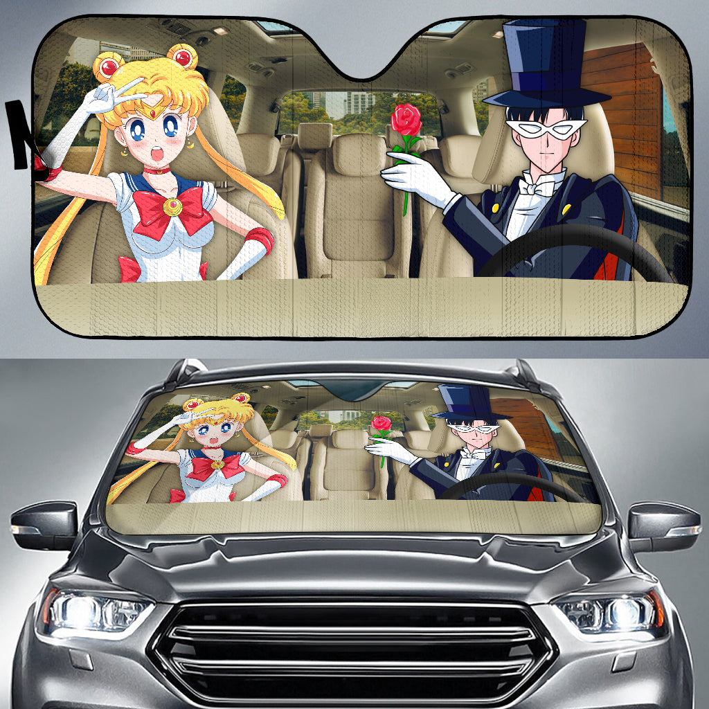 Tuxedo Mask And Sailor Moon Car Auto Sunshades Nearkii