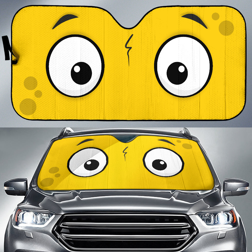 Yellow Slight Surprised Cartoon Eyes Car Auto Sunshades Nearkii