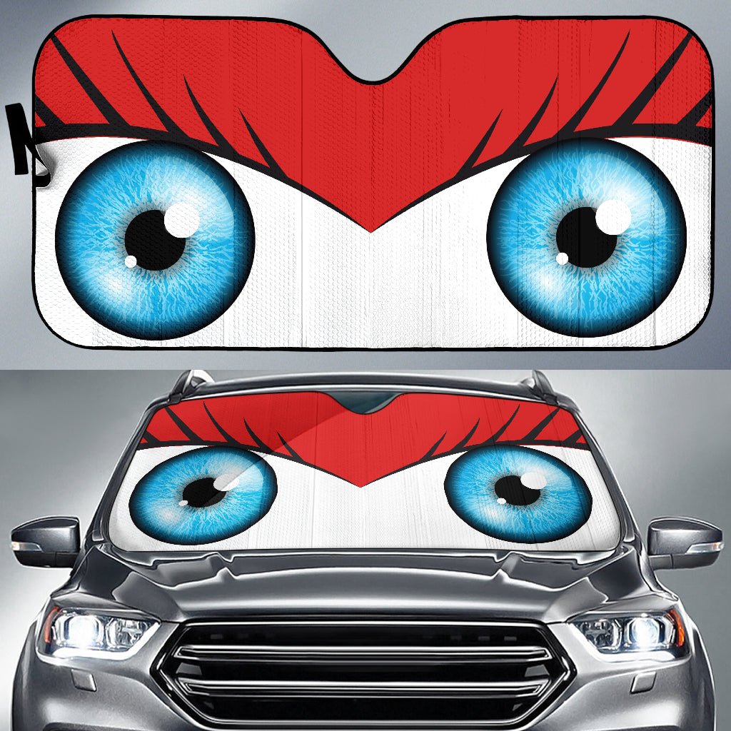 Red Cute Eyes Cartoon Auto Sun Shades Nearkii