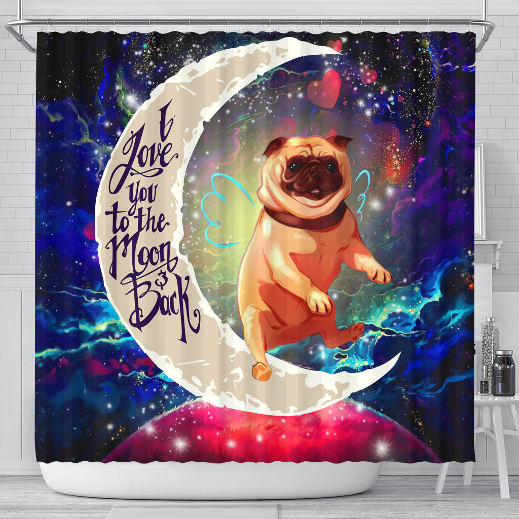 Cute Bull Dog Love You To The Moon Galaxy Shower Curtain Nearkii