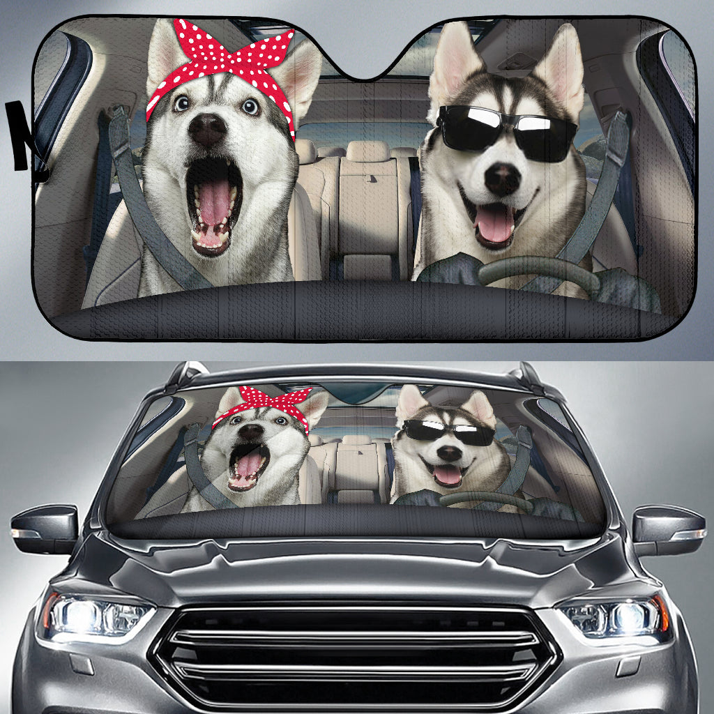 Funny Husky Couple Car Auto Sunshades Nearkii