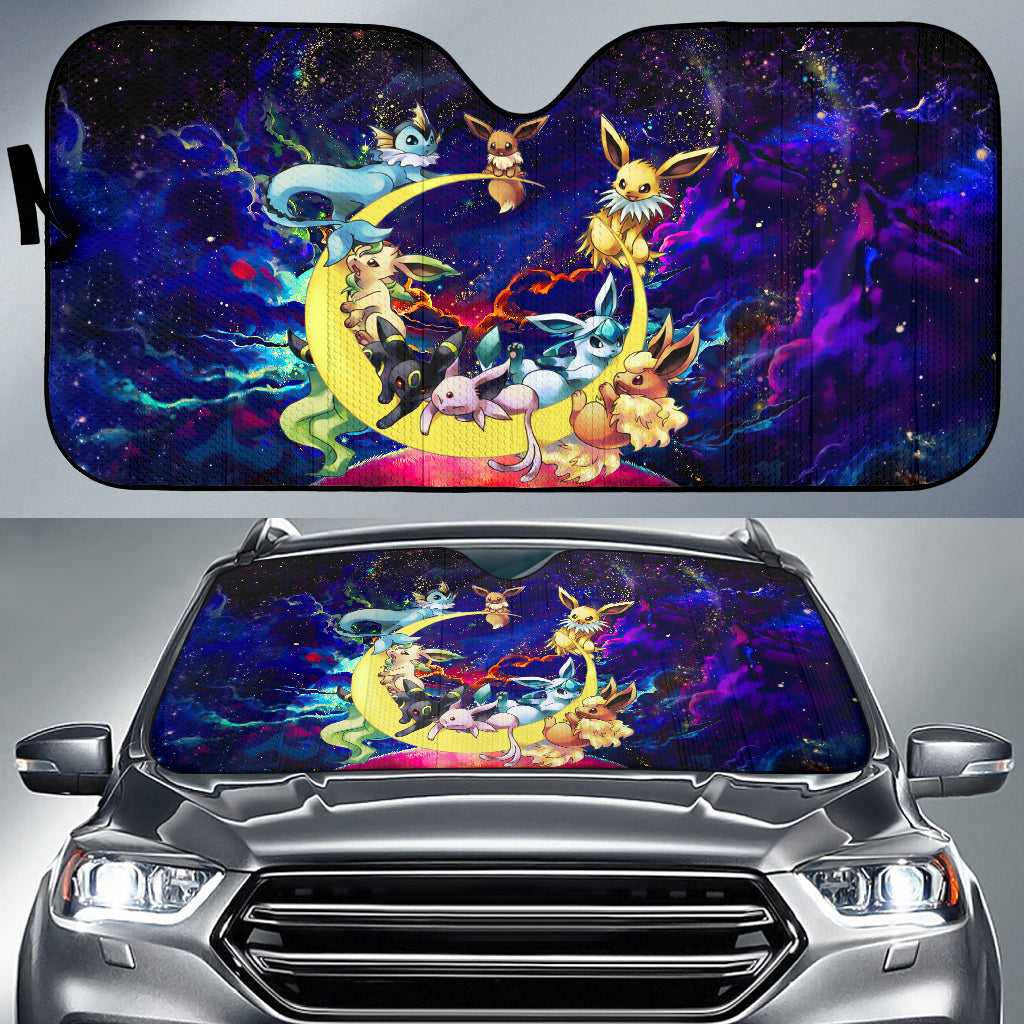 Eevee Evolution Pokemon Family Love You To The Moon Galaxy Car Auto Sunshades Nearkii