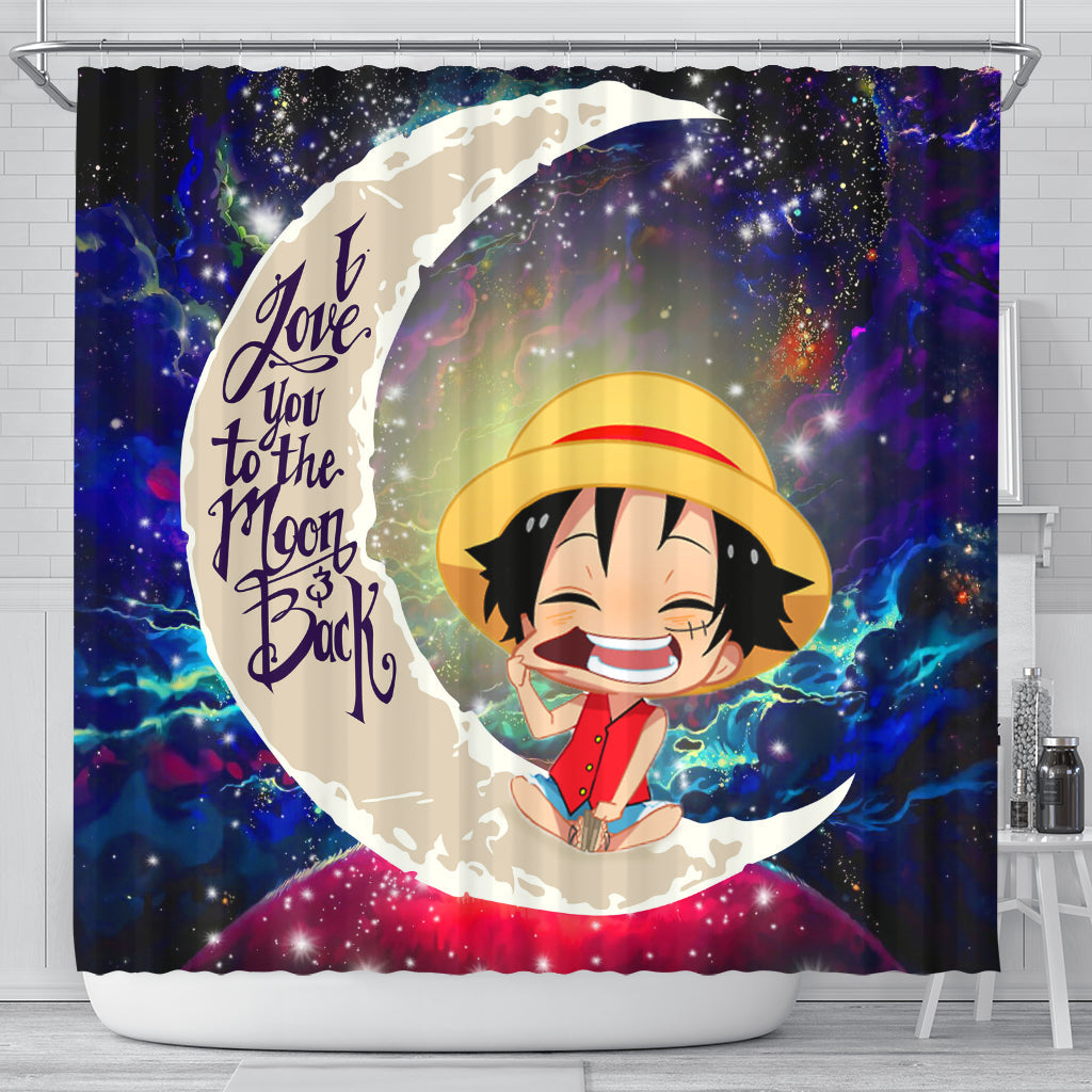 Luffy One Piece Love You To The Moon Galaxy Shower Curtain Nearkii