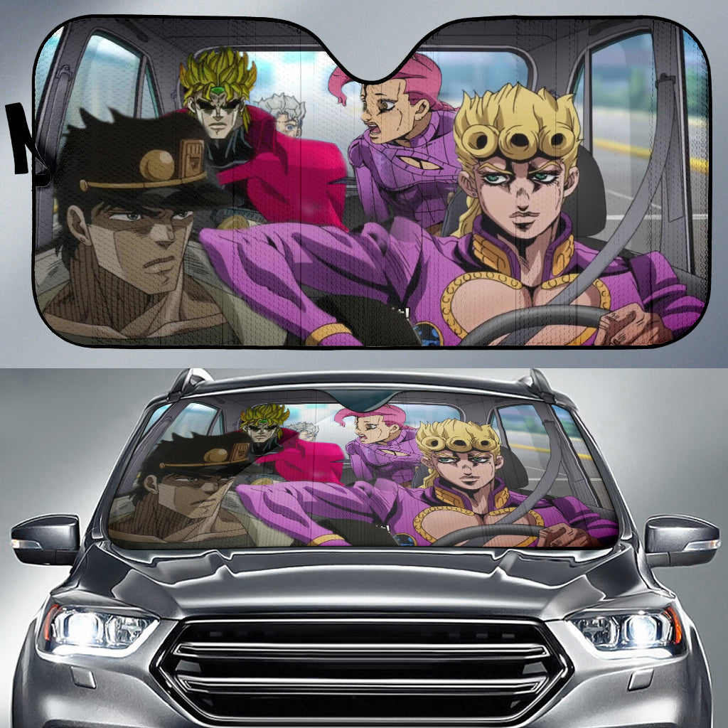 JoJo's Bizarre Adventure Giorno Jotaro Doppio Dio And Hirose Car Auto Sunshades Nearkii