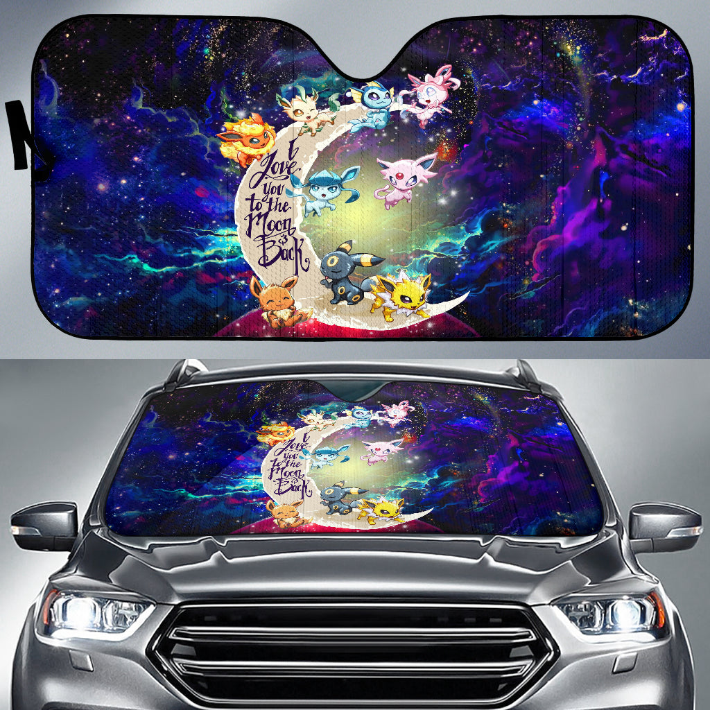 Eevee Evolution Pokemon Love You To The Moon Galaxy Car Auto Sunshades Nearkii