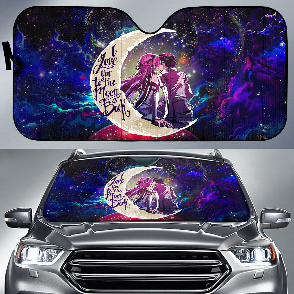 SAO Sword Art Online Asuna Kirito Love You To The Moon Galaxy Car Auto Sunshades Nearkii