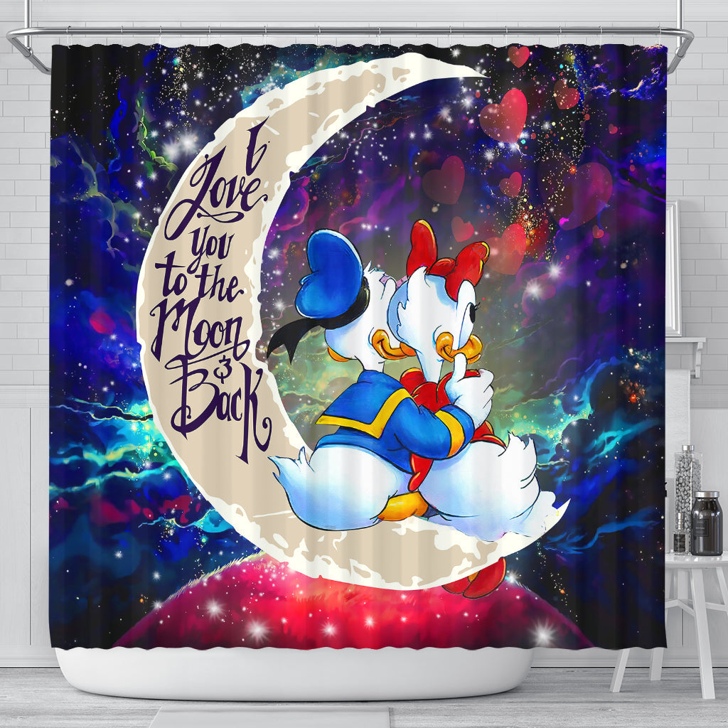 Couple Cute Duck Couple Love You To The Moon Galaxy Shower Curtain Nearkii