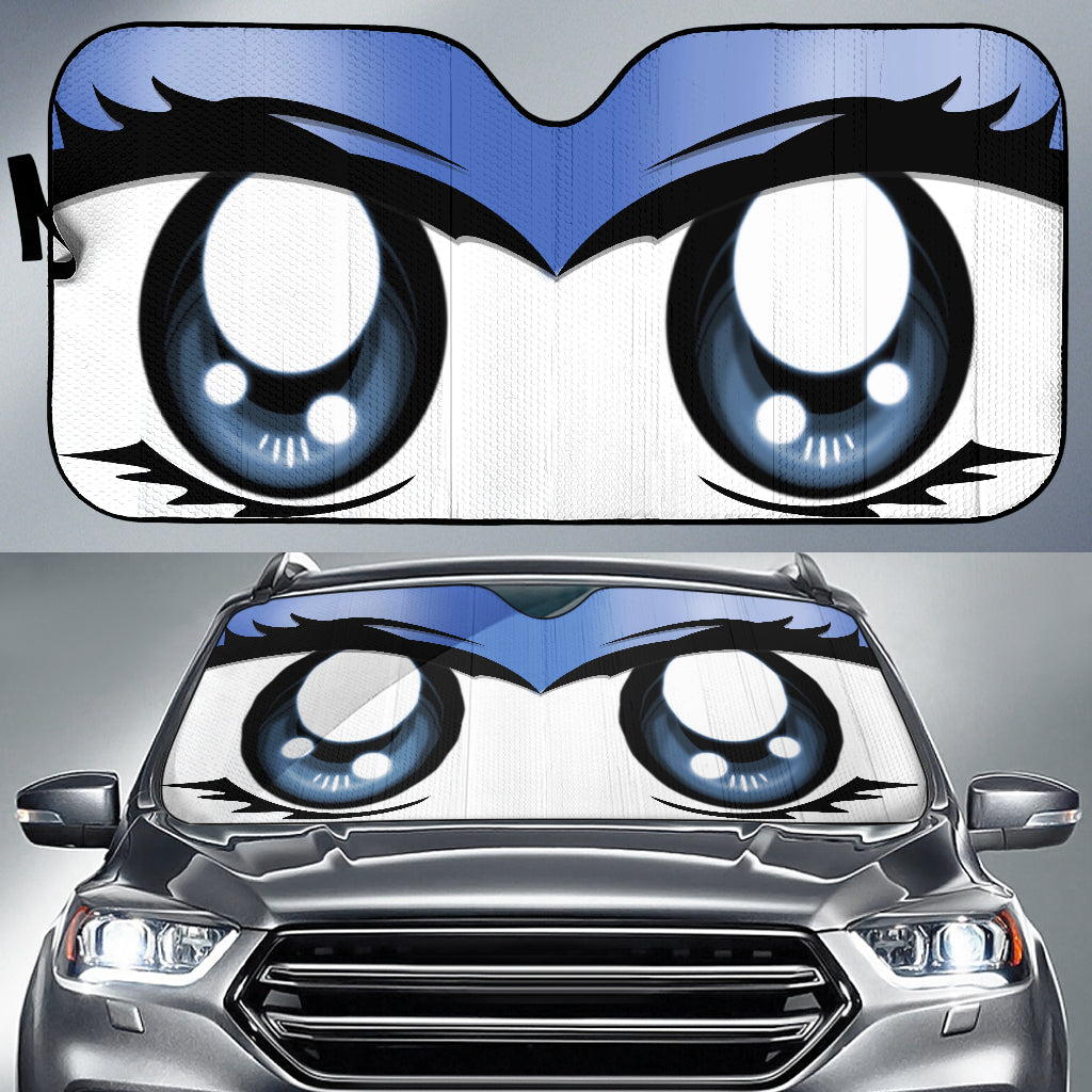 Cute Cartoon Eyes Blue Auto Sun Shades Nearkii