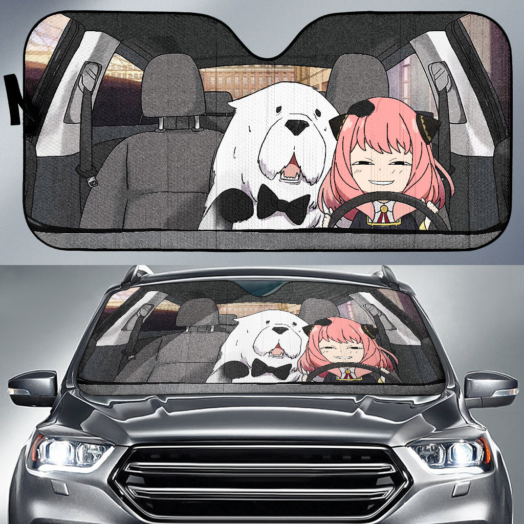 Spy X Family Anime Anya Evil Face And Bond Funny Car Auto Sunshades Nearkii