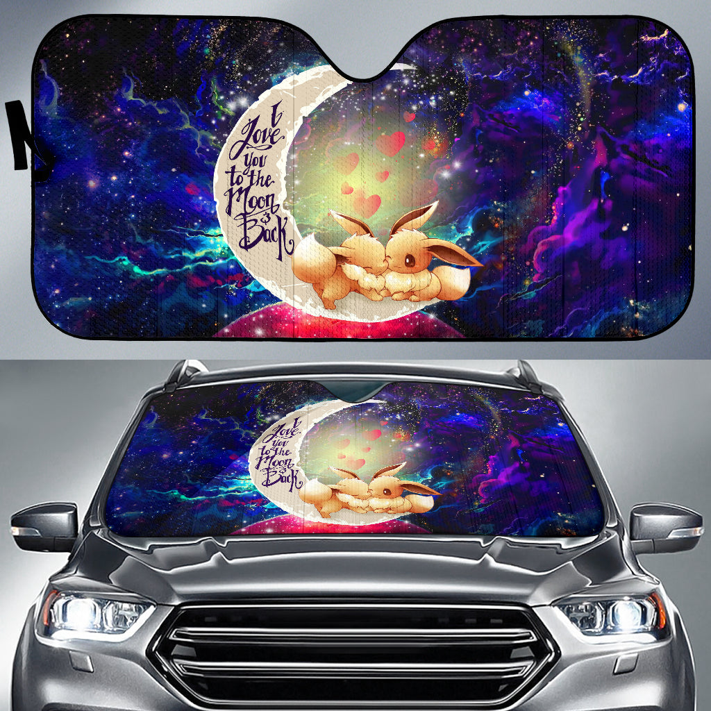 Cute Eevee Pokemon Couple Love You To The Moon Galaxy Car Auto Sunshades Nearkii