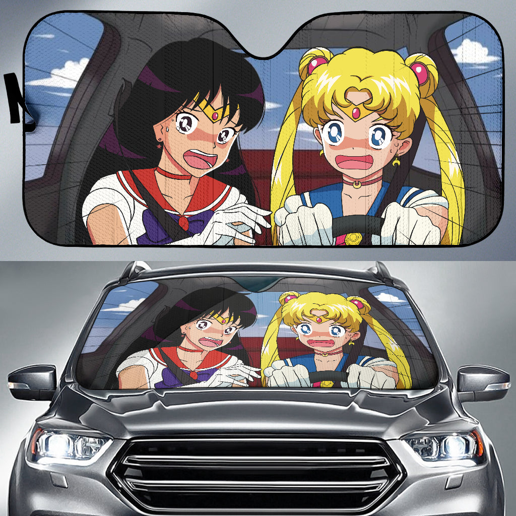 Funny Sailor Moon Tsukino And Hino Car Auto Sunshades Nearkii