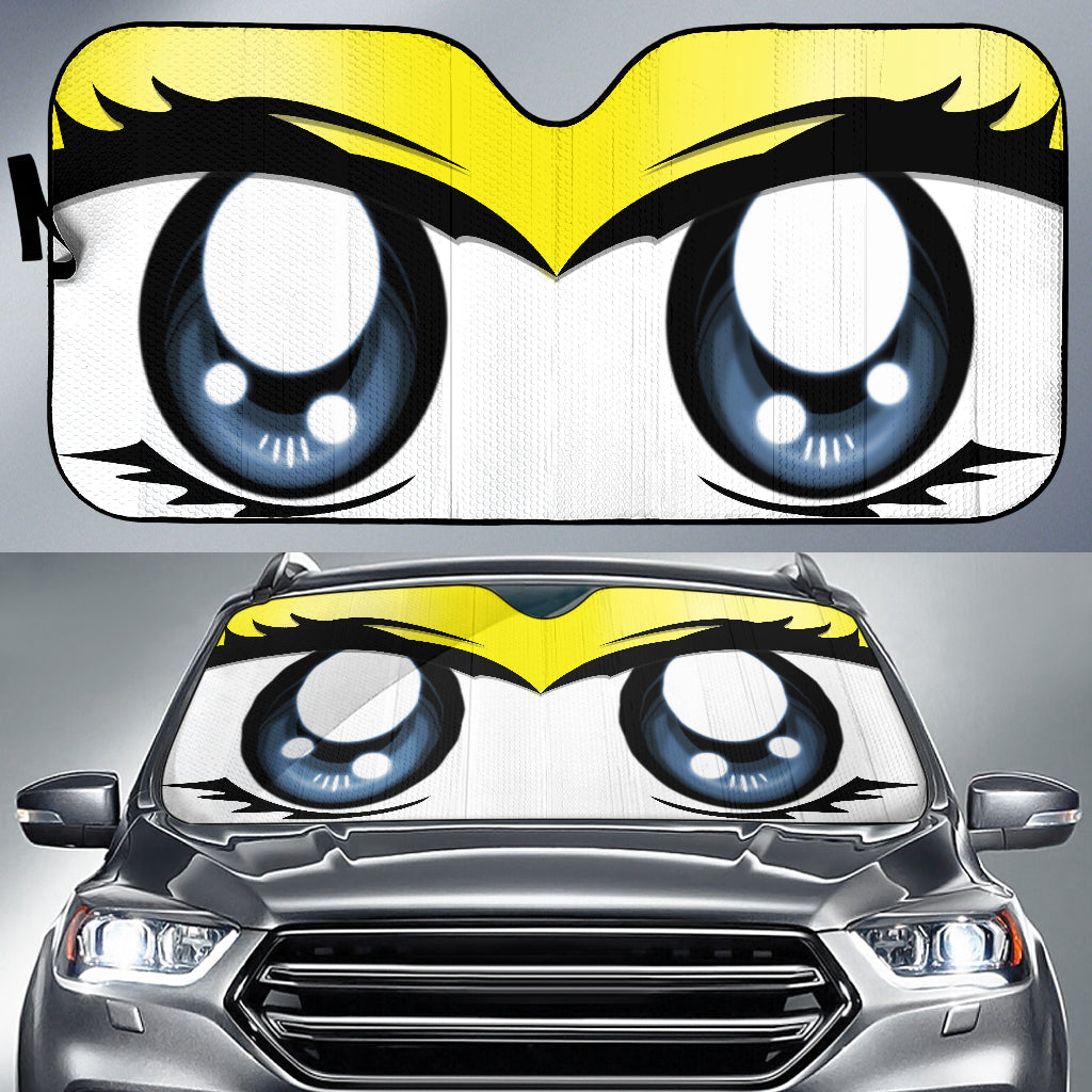 Cute Cartoon Eyes Yellow Auto Sun Shades Nearkii