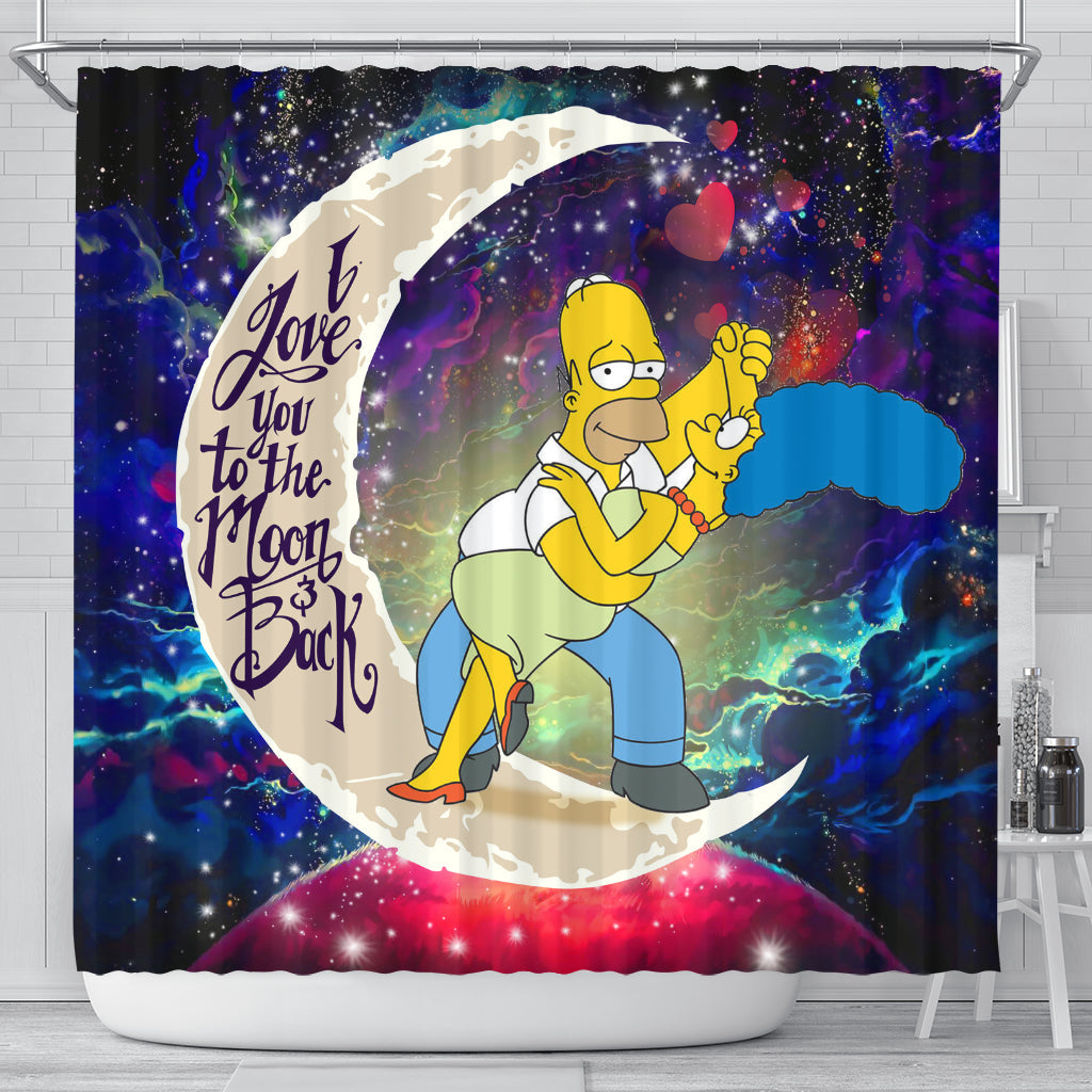 Simpsons Family Love You To The Moon Galaxy Shower Curtain Nearkii