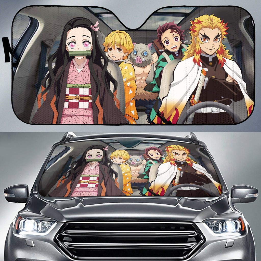 Funny Demon Slayer Car Auto Sunshades Nearkii