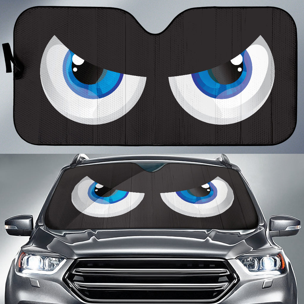 Cartoon Funny Angry Blue Eyes Car Auto Sun Shades Windshield Accessories Decor Gift Nearkii