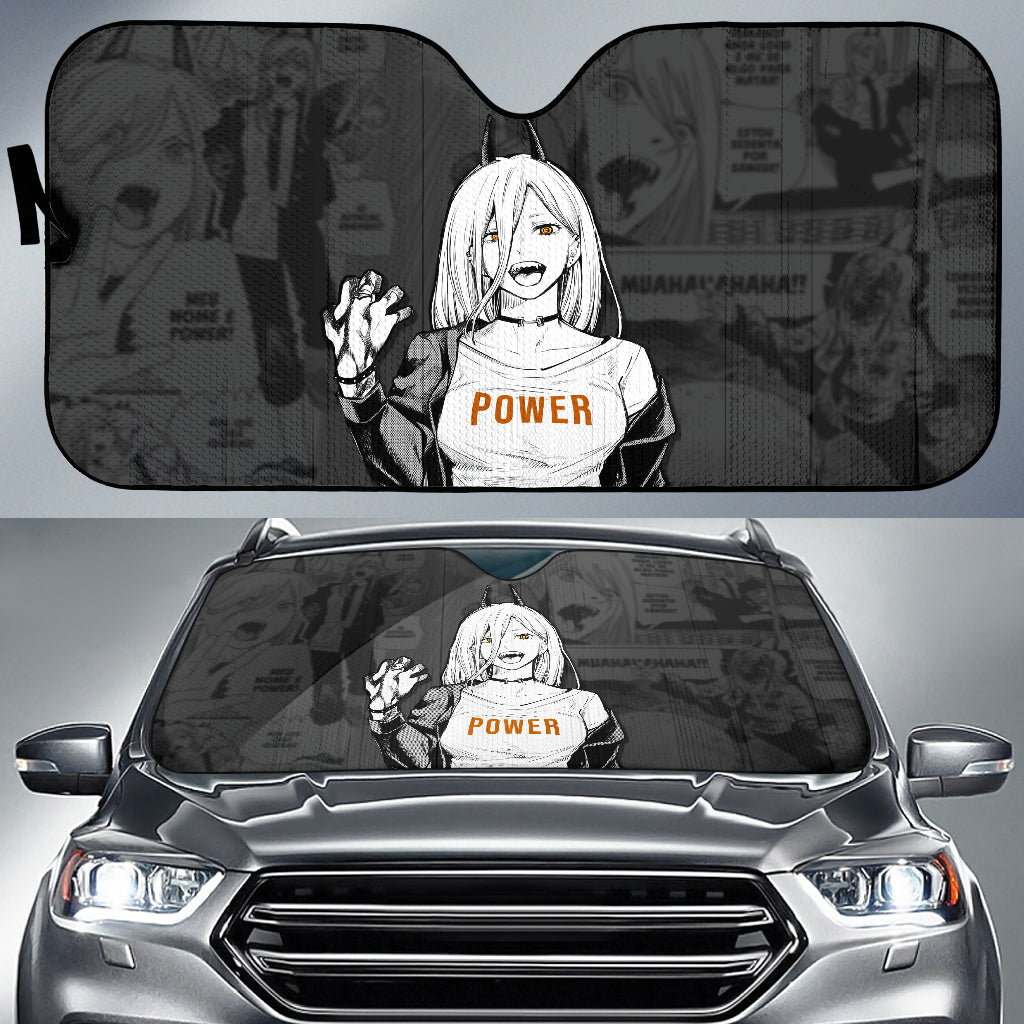 Chainsaw Man Anime Power Car Auto Sunshades Nearkii