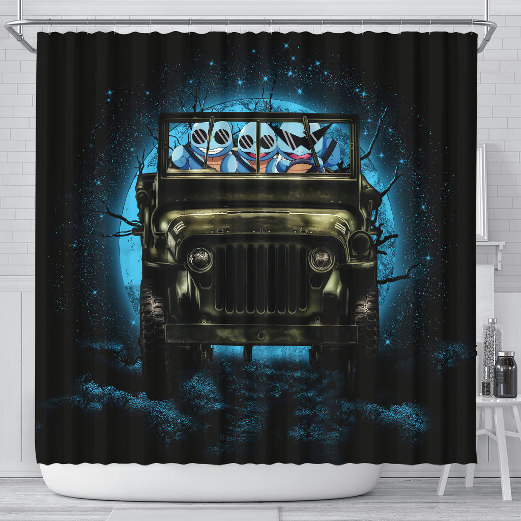 Squirtle Gangster Pokemon Halloween Moonlight Shower Curtain Nearkii