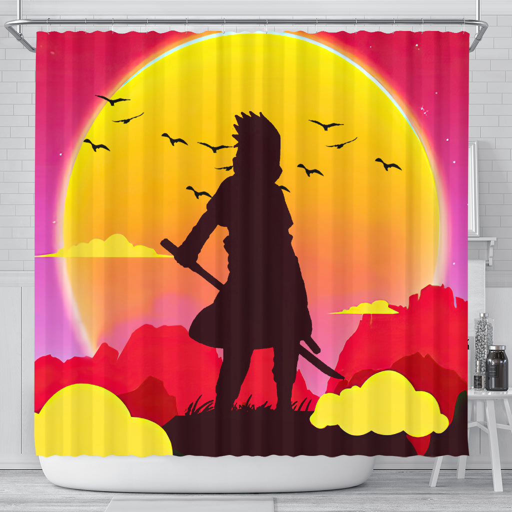 Uchiha Sasuke Naruto Sunset Shower Curtain Nearkii