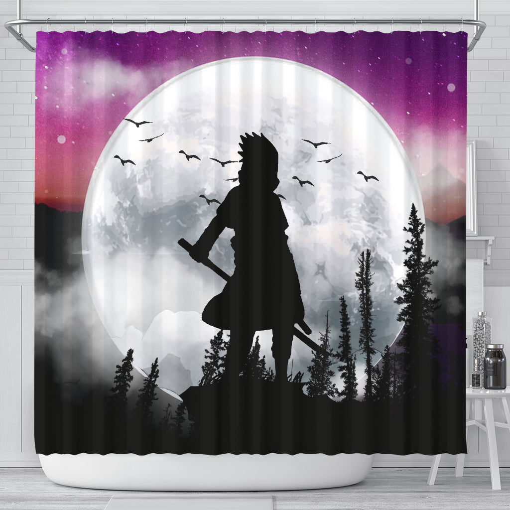 Uchiha Sasuke Naruto Moon Night Shower Curtain Nearkii