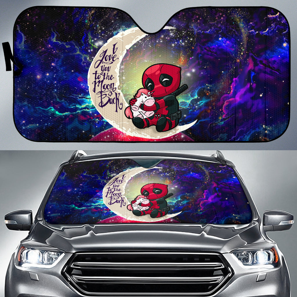 Chibi Deadpool Unicorn Toy Love You To The Moon Galaxy Car Auto Sunshades Nearkii