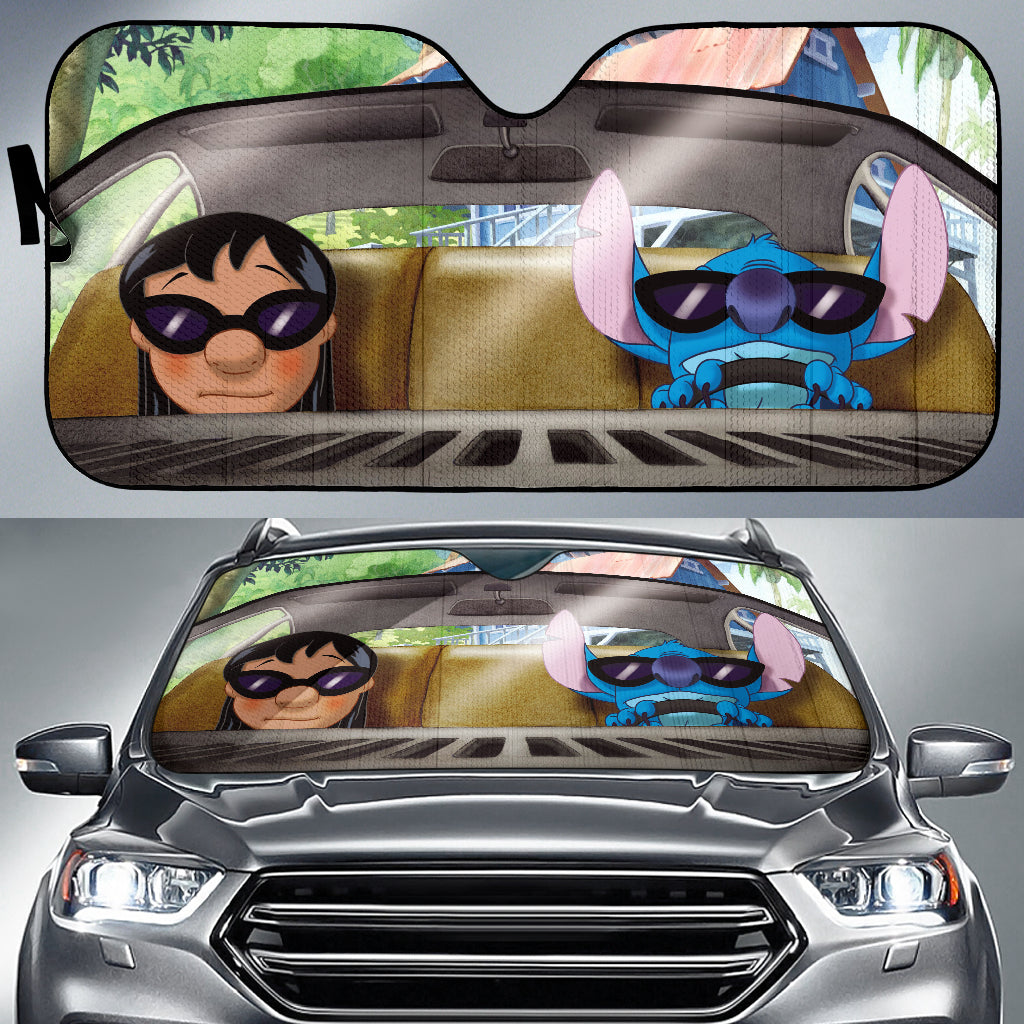 Lilo And Stitch Funny Sunglasses Car Auto Sun Shades Windshield Accessories Decor Gift Nearkii