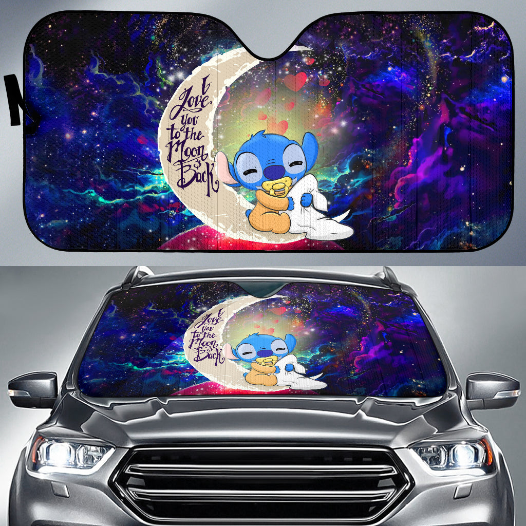 Cute Baby Stitch Sleep Love You To The Moon Galaxy Car Auto Sunshades Nearkii