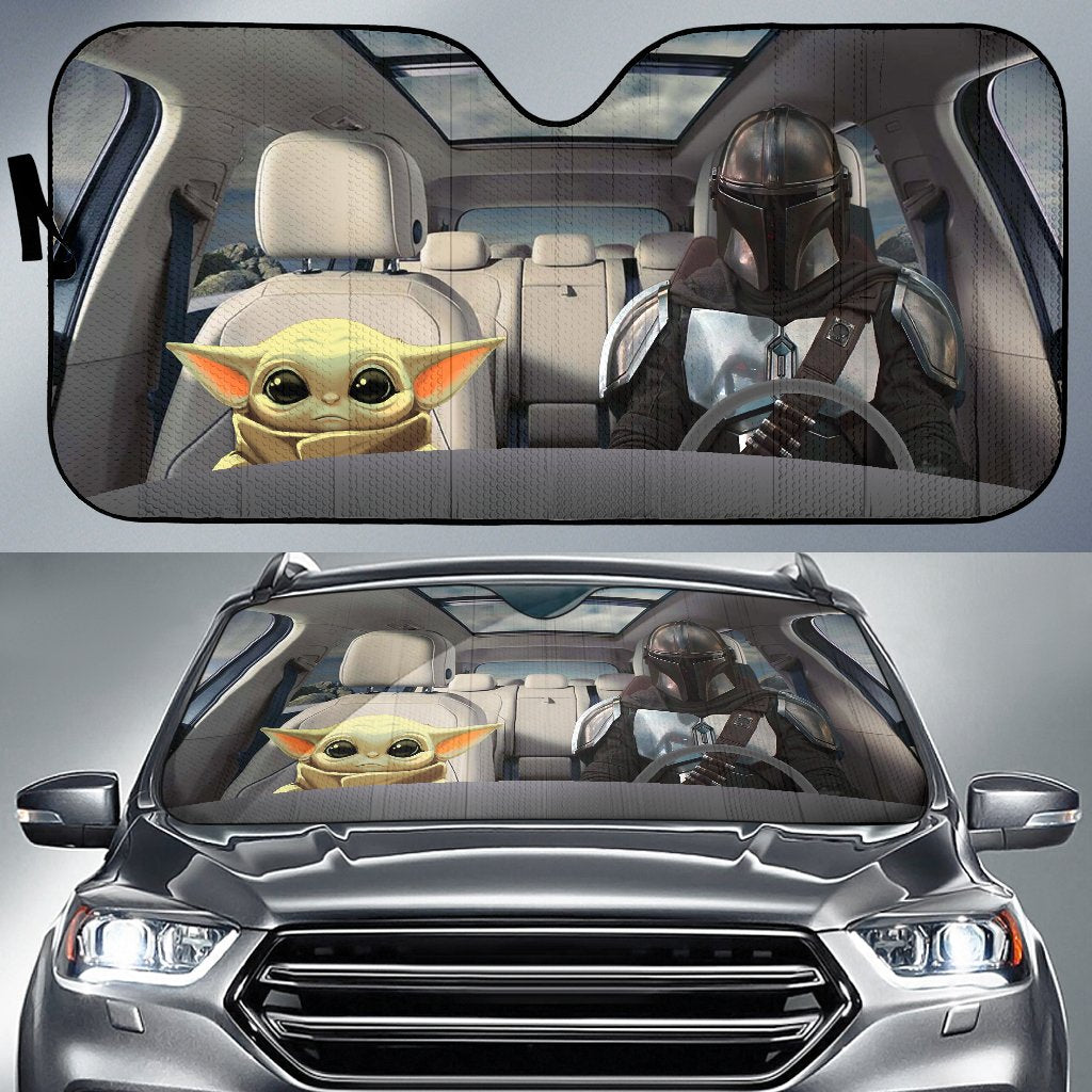 Baby Yoda Mandalorian Driving Car Auto Sun Shade Nearkii